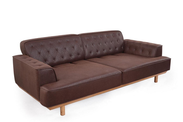 Living room Brown Sofa Noble 3-Seater Couches Upholstery Furniture Wooden Frame