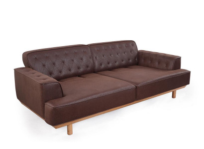 Living room Brown Sofa Noble 3-Seater Couches Upholstery Furniture Wooden Frame