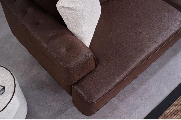 Living room Brown Sofa Noble 3-Seater Couches Upholstery Furniture Wooden Frame
