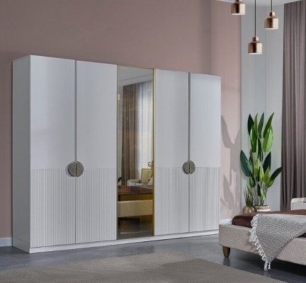 Modern White Wardrobe Bedroom 4 Door Wood Wardrobe Furniture