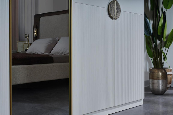 Modern White Wardrobe Bedroom 4 Door Wood Wardrobe Furniture