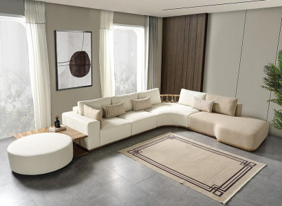 White Corner sofa Modern Living room Furniture Designer Couch Textile Sofa 2pcs