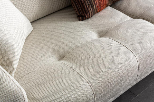 White exclusive Living room Textile Suite 3-Seater Luxury Armchair 2-piece