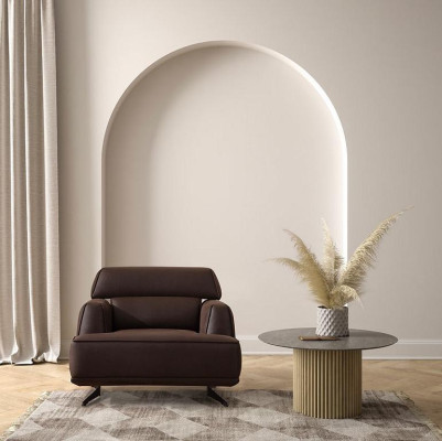 Designer Brown Armchair Upholstered furniture Lounge Single Seater Living room Furniture