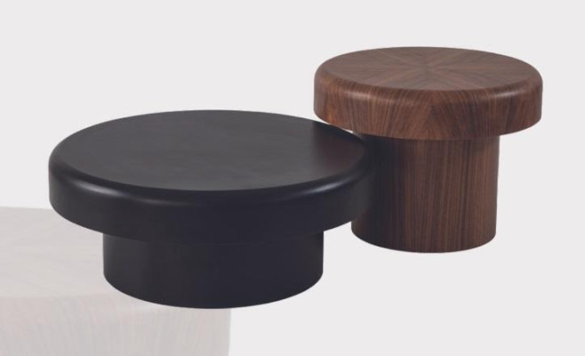 Designer round table set brown-black coffee table living room table new