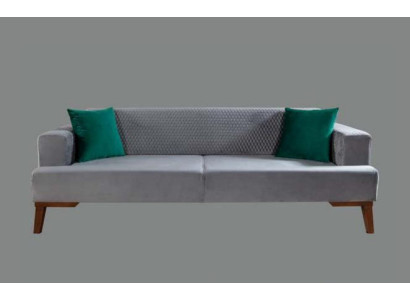 Elegant gray couch three-seater sofa living room seating furniture velvet