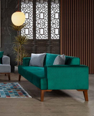 Elegant Turkis couch three-seater sofa living room seating furniture velvet
