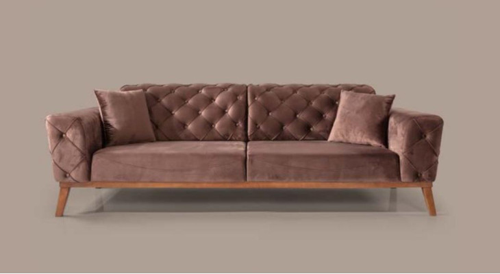 Brown Chesterfield Couch Elegant Sofa Living room Seating Furniture Velvet