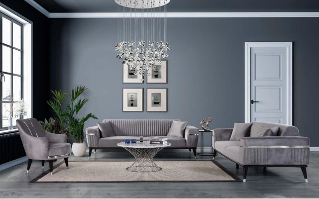 Luxury Living room Couch Gray Couches Sofa Furniture Gray Sofas Textile Furnishings