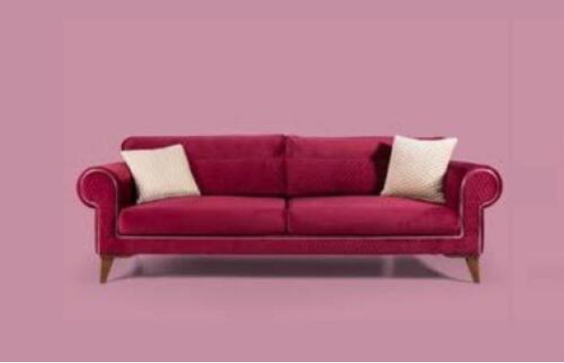Red Sofa 3 Seat Textile Sofas Couch Upholstery Luxury Furniture Modern Three Seater