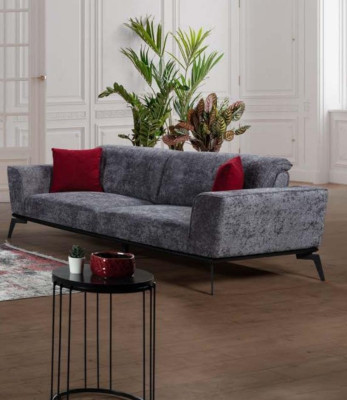 Sofa 3 Seater Sofas Fabric gray Textile Upholstery Living room Textile Gray