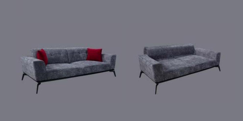 Sofa 3 Seater Sofas Fabric gray Textile Upholstery Living room Textile Gray