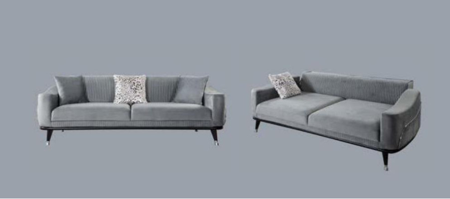 Gray Design Couch Sofa Velvet Three Seater Luxury Couches Furniture Sofas Fabric Textile