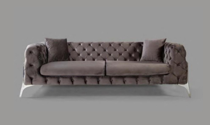 Chesterfield Gray Sofa 3 Seater Living room Sofas Textile Upholstery