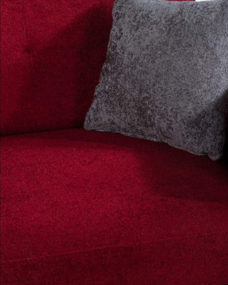 Modern Sofa 3 Seater Textile Burgundy Couch Upholstery Three Seater Red