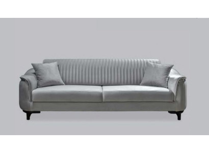 Gray Couch Living room Three Seater Seat Cushion Sofa Furniture Velvet Wood