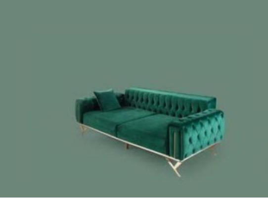 Green Chesterfield Couch Three Seater Seat Cushion Sofa Furniture Velvet Wood