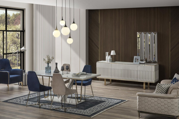 Suite Dining set Dining room Dining table Sideboard Dining Chair Dining set Dining corner 6 pieces