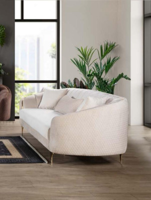 Luxury Living room Couch Seating Set Brown Beige Set 3+3+1 Seating group n