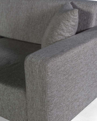 Living room Couch Three Seater Sofa 3 Seat Upholstery Textile Gray Furniture