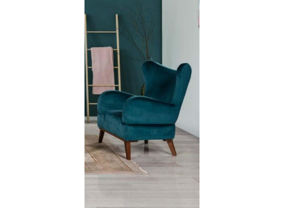 Armchair 1 Seater Design Living room Upholstery Wood Modern Turquoise