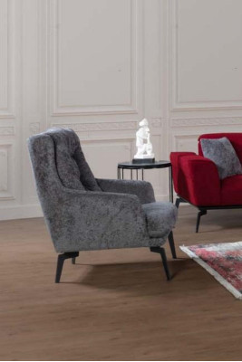 Gray Modern Armchair Single Seater Designer Living room Furniture Recliner Chair