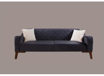 Elegant black three-seater couch sofa living room seating furniture velvet