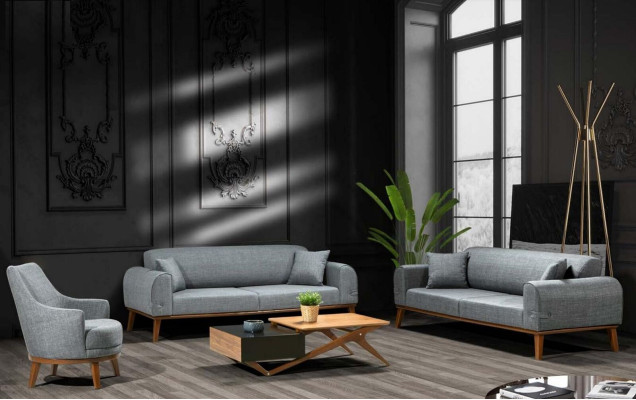 Modern Sofa 3 Seater Design Couch Three Seater Upholstery Textile Furniture