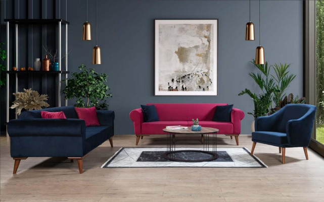 Modern Sofa 3 Seater Textile Couch Three Seater Upholstery Furniture Fabric