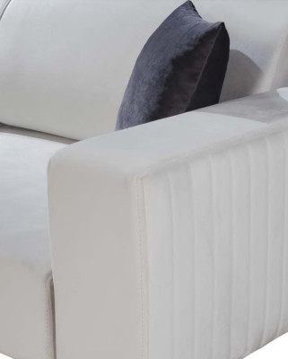 Modern Upholstery Couch Three Seater Sofa Furniture White Velvet Textile