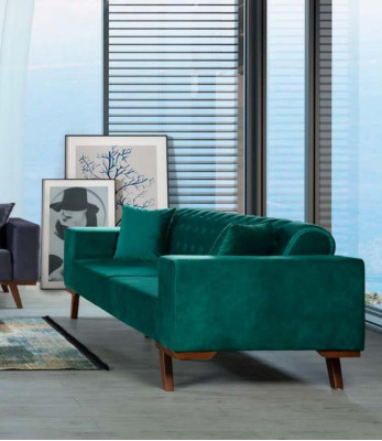 Black Sofa 3 Seater Textile Couch Three Seater Upholstery Furniture