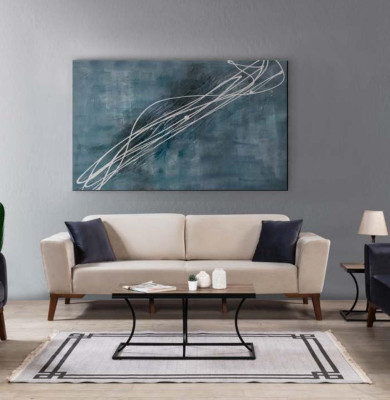Living room Sofa Design Three Seater Modern Couch Beige Furniture Upholstery