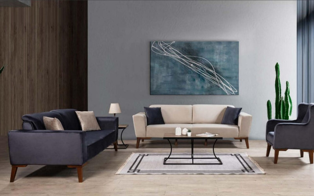 Living room Sofa Design Three Seater Modern Couch Beige Furniture Upholstery