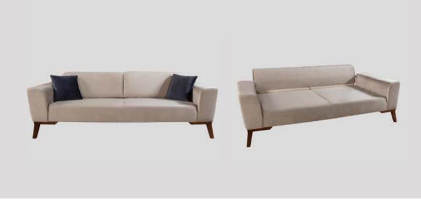 Living room Sofa Design Three Seater Modern Couch Beige Furniture Upholstery