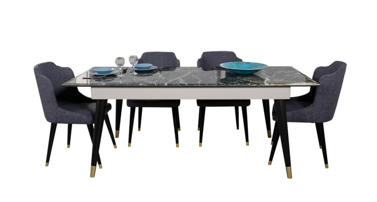 Luxury Dining room Table Design 4x Chairs Dining set Armchairs Set Suite Furniture