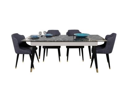 Luxury Dining room Table Design 4x Chairs Dining set Armchairs Set Suite Furniture