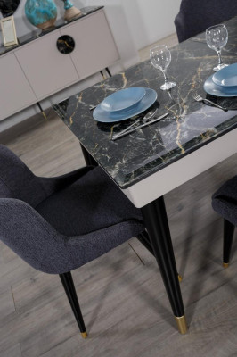 Luxury Dining room Table Design 4x Chairs Dining set Armchairs Set Suite Furniture
