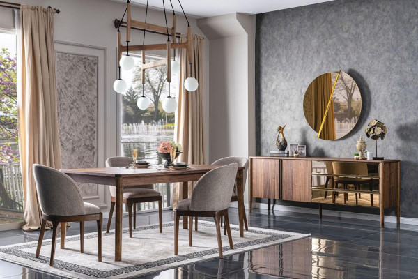 Complete Suite Dining set Dining table Sideboard 4x Chairs Dining set Furniture 6 pieces.