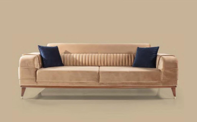 Modern Sofa 3 Seater Color Beige Sofas Living room Design Style Wood