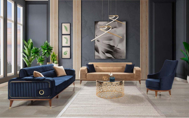 Modern Sofa 3 Seater Color Beige Sofas Living room Design Style Wood