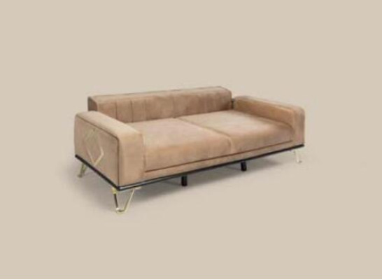 Modern Sofa 3 Seat Living room Couch Design Furniture Metal Beige Upholstery
