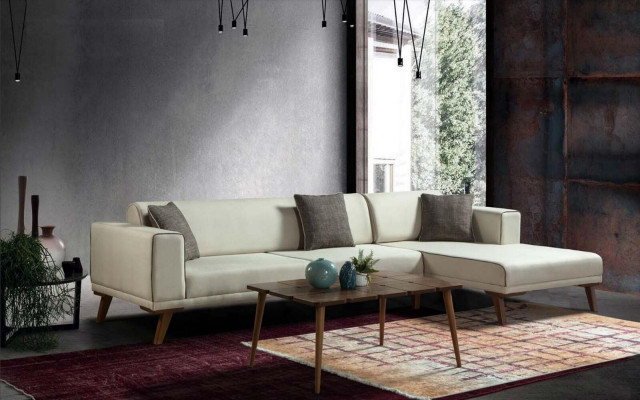 Corner sofa L-shape Sofas Couches Corner Couch Upholstered furniture Textile White