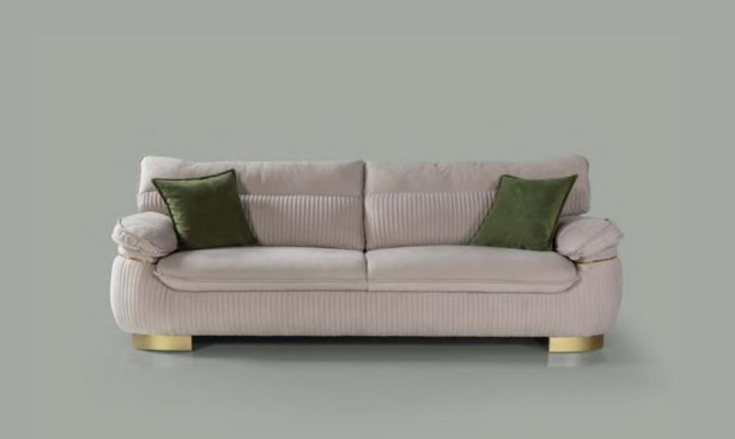 Three Seater Sofa 3 Seat Sofa Couches Fabric Couch Furniture Modern Velvet Soft Beige