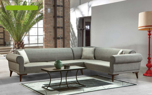 Corner sofa L-shape Couch Upholstery Luxury Living room Soft Style Sofa Gray