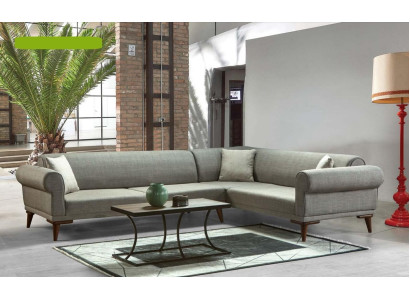 Corner sofa L-shape Couch Upholstery Luxury Living room Soft Style Sofa Gray