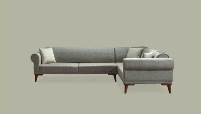 Corner sofa L-shape Couch Upholstery Luxury Living room Soft Style Sofa Gray