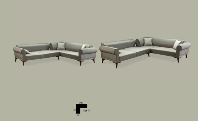 Corner sofa L-shape Couch Upholstery Luxury Living room Soft Style Sofa Gray