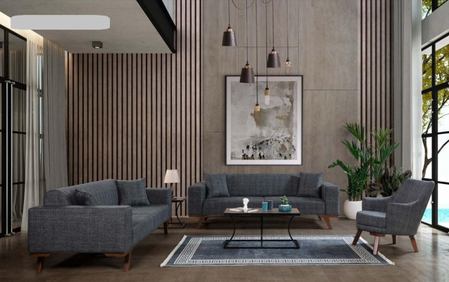 Sofa set 3+3+1 Seat Design Sofas Upholstery Couches Gray Furniture 3pcs