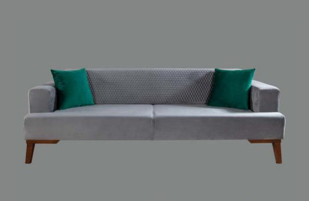 Sofa set 3+3+1 Seater Designer Living landscape Gray Turkis Green