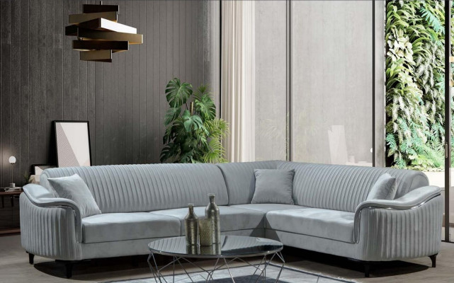 Fabric Corner sofa L-shape Sofa Upholstery Textile Corner suite Velvet Gray 310x240